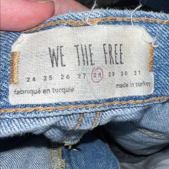 We The Free Light Wash Blue Distressed Raw Hem Denim Pants Size 28 - Picture 2 of 9